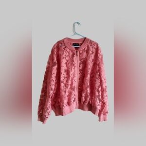 Lane Bryant-Pink Floral Lace Jacket